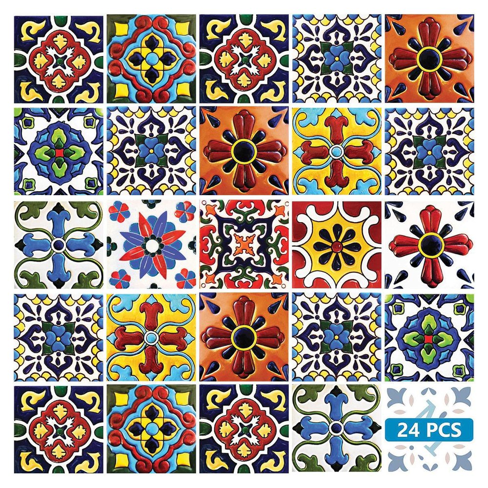 8" x 8" Blue And Red Vinyl Peel And Stick Removable Tiles HomeRoots