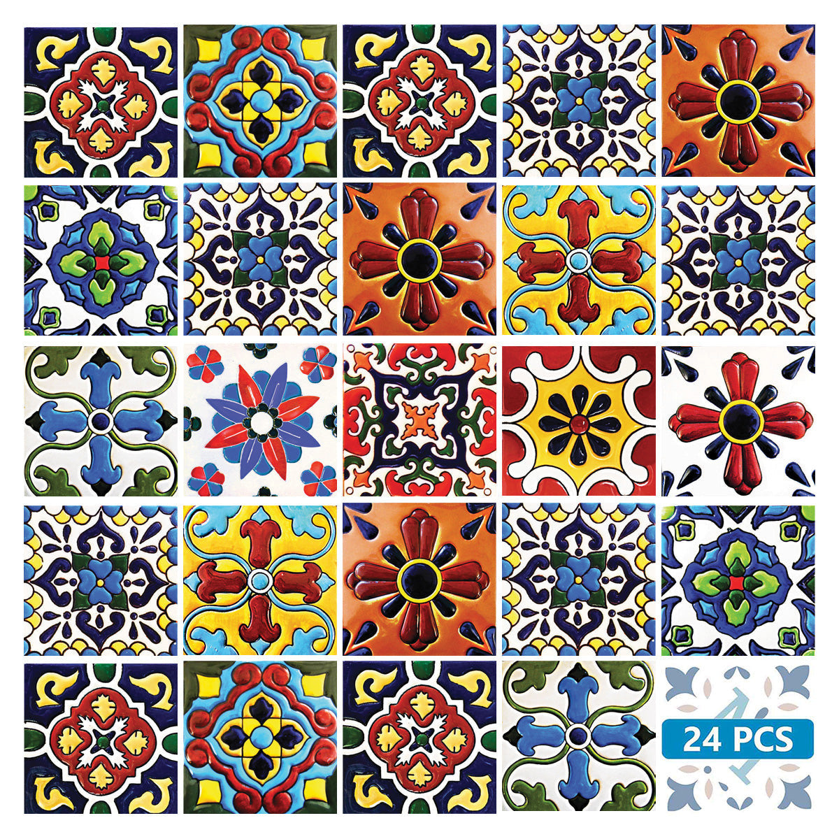 5" X 5" Festival Brights Mosaic Peel And Stick Removable Tiles