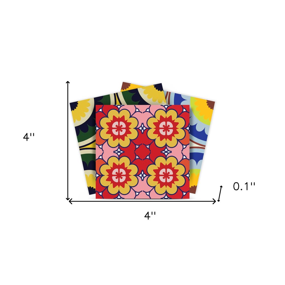 8" x 8" Blue And Yellow Peel And Stick Removable Tiles HomeRoots