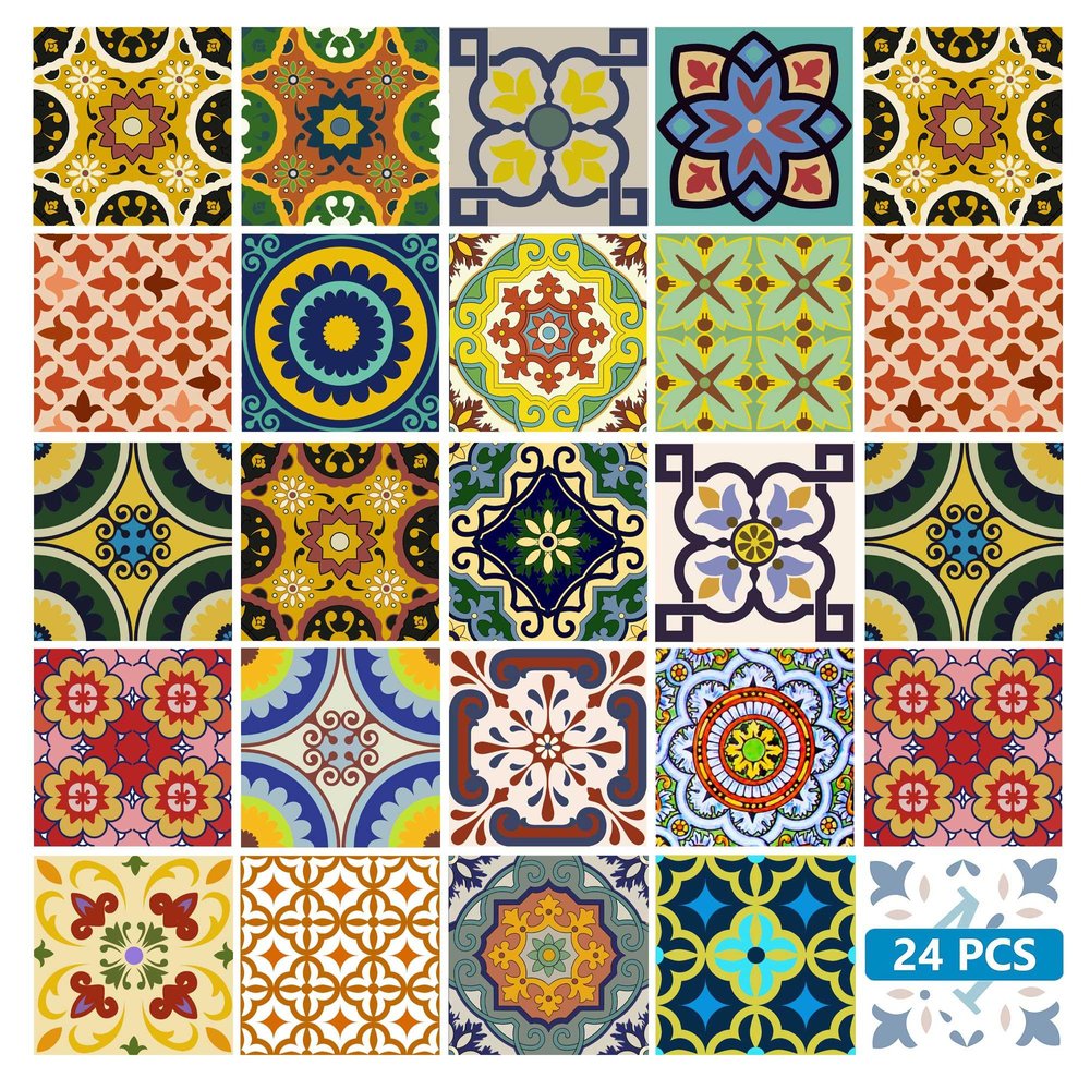 8" x 8" Blue And Yellow Peel And Stick Removable Tiles HomeRoots