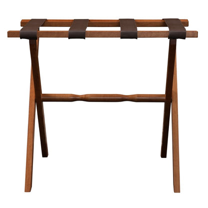 Hotel Light Walnut Folding Luggage Rack With Four Straps HomeRoots
