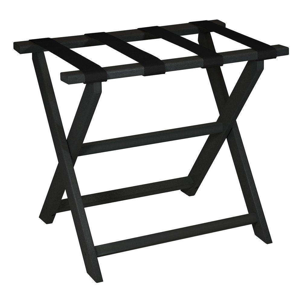 Earth Friendly Black Folding Luggage Rack With Black Straps HomeRoots