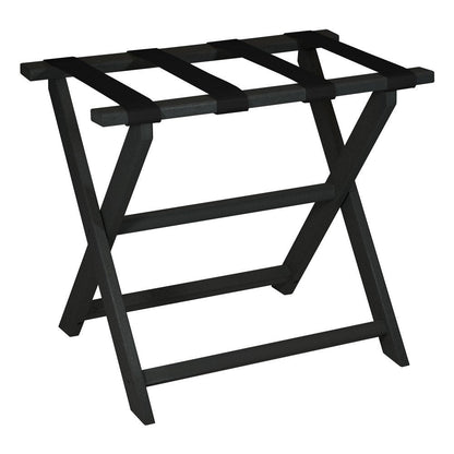 Earth Friendly Black Folding Luggage Rack With Black Straps HomeRoots