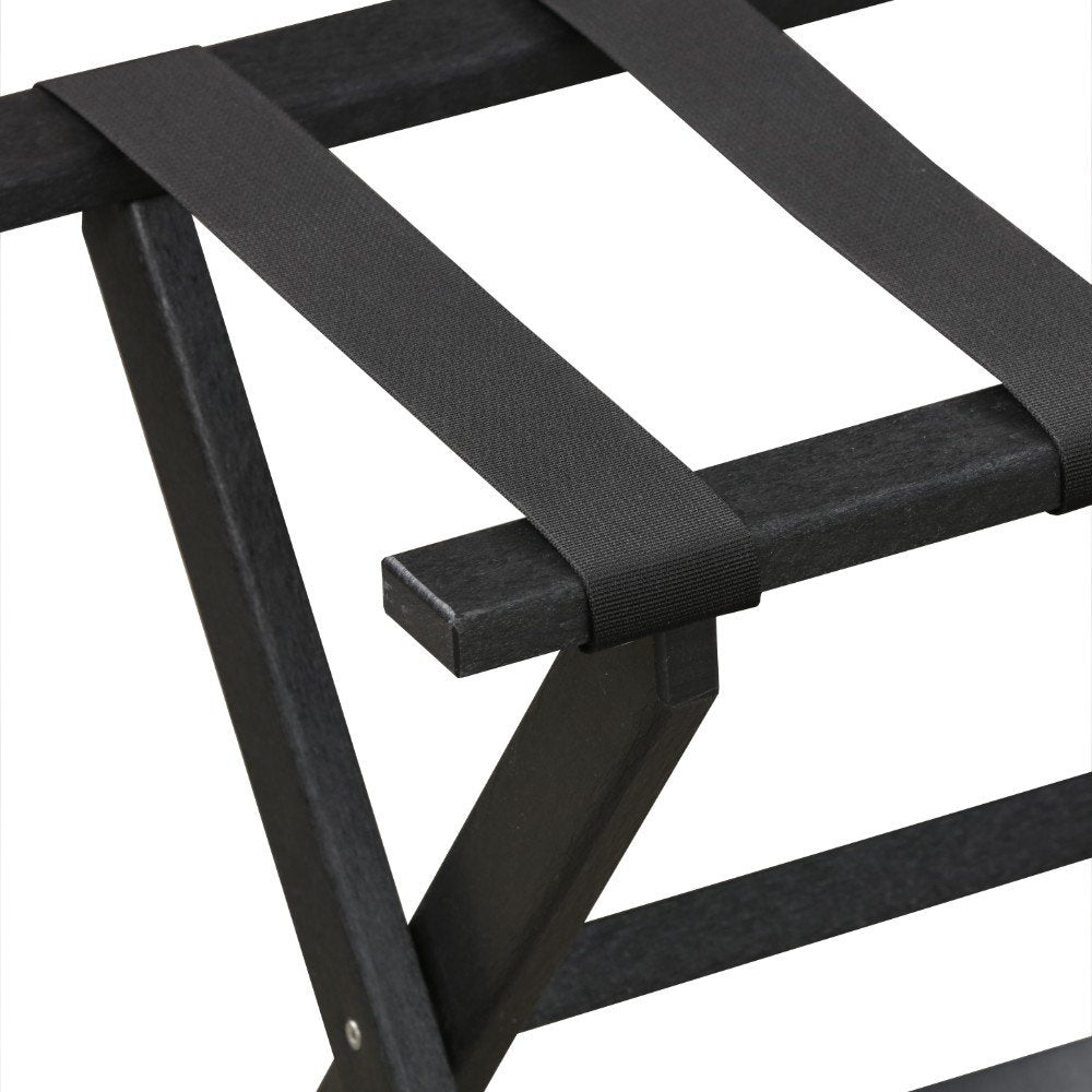 Earth Friendly Black Folding Luggage Rack With Black Straps HomeRoots