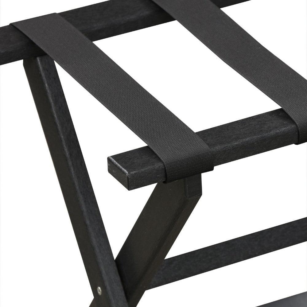 Earth Friendly Black Folding Luggage Rack With Black Straps - FurniFindUSA