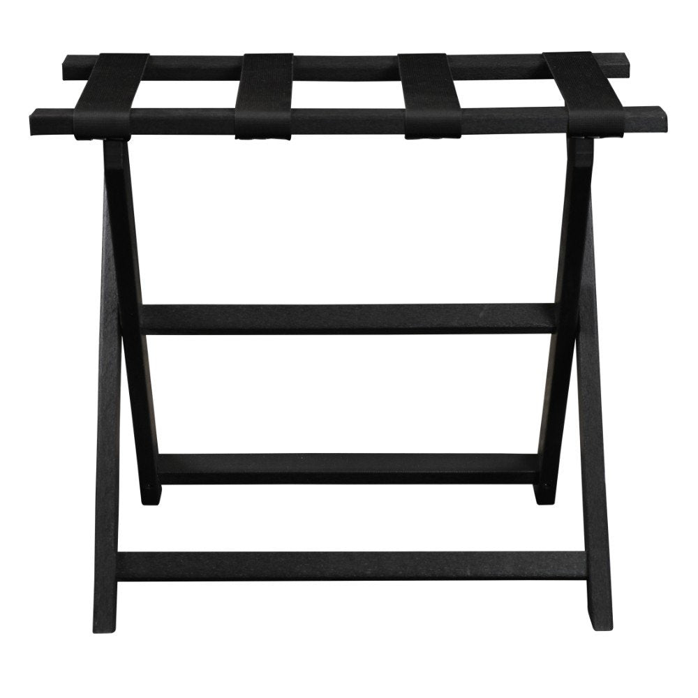 Earth Friendly Black Folding Luggage Rack With Black Straps HomeRoots