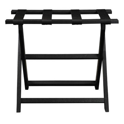 Earth Friendly Black Folding Luggage Rack With Black Straps HomeRoots
