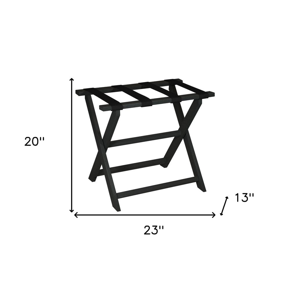 Earth Friendly Black Folding Luggage Rack With Black Straps HomeRoots