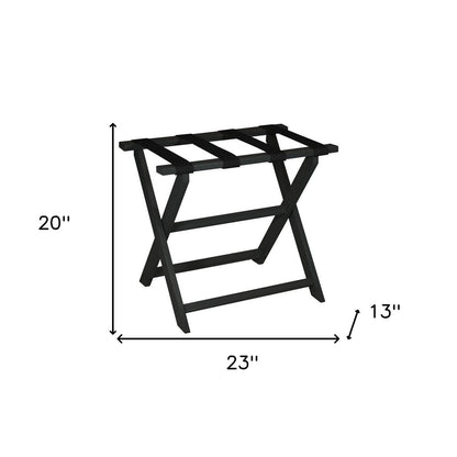 Earth Friendly Black Folding Luggage Rack With Black Straps HomeRoots