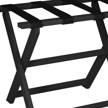 Earth Friendly Black Folding Luggage Rack With Black Straps HomeRoots