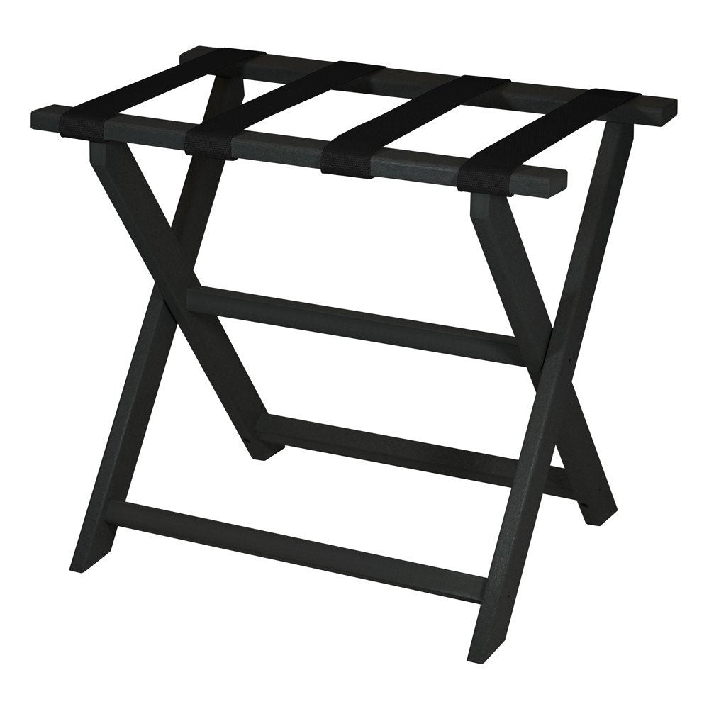 Earth Friendly Black Folding Luggage Rack With Black Straps HomeRoots