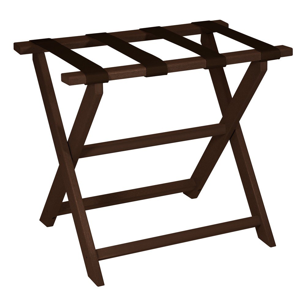 Earth Friendly Brown Folding Luggage Rack With Brown Straps HomeRoots