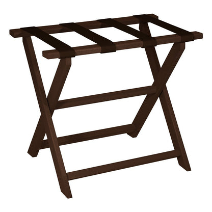 Earth Friendly Brown Folding Luggage Rack With Brown Straps HomeRoots