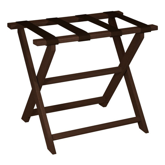 Earth Friendly Brown Folding Luggage Rack With Brown Straps HomeRoots