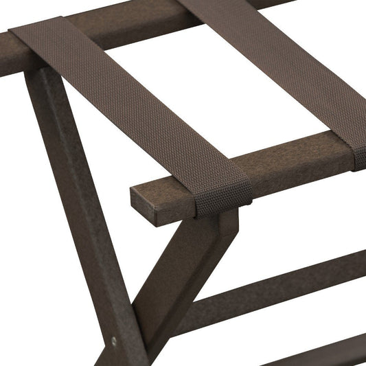 Earth Friendly Brown Folding Luggage Rack With Brown Straps HomeRoots