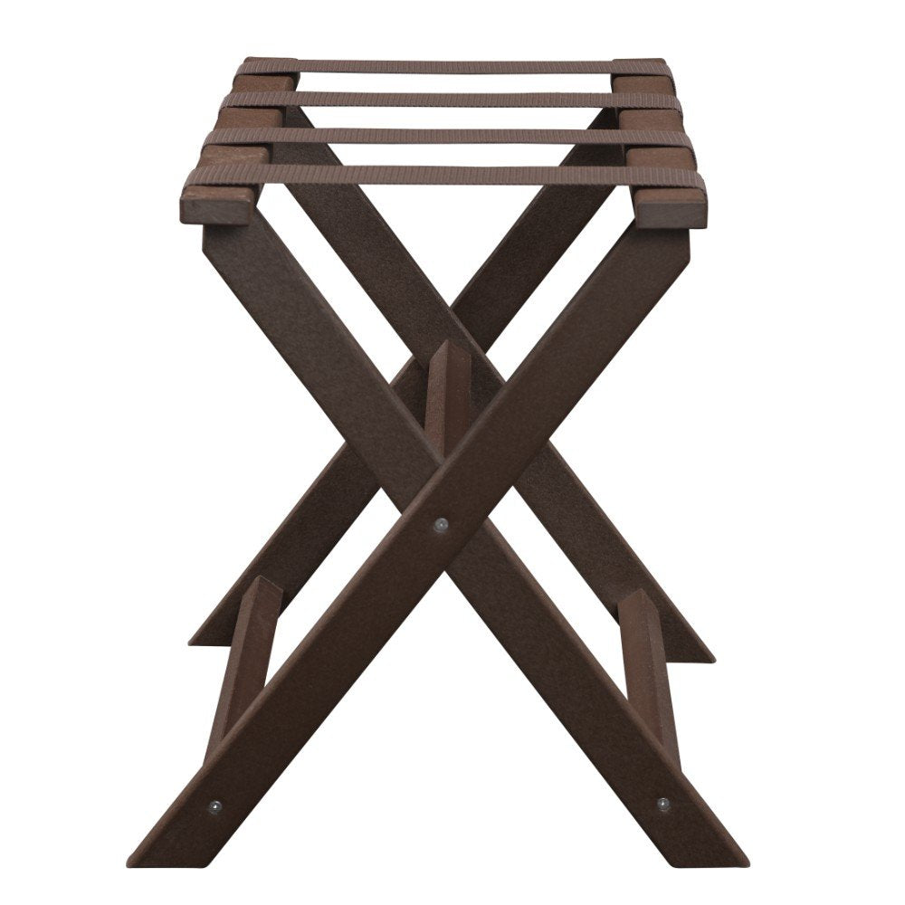 Earth Friendly Brown Folding Luggage Rack With Brown Straps HomeRoots