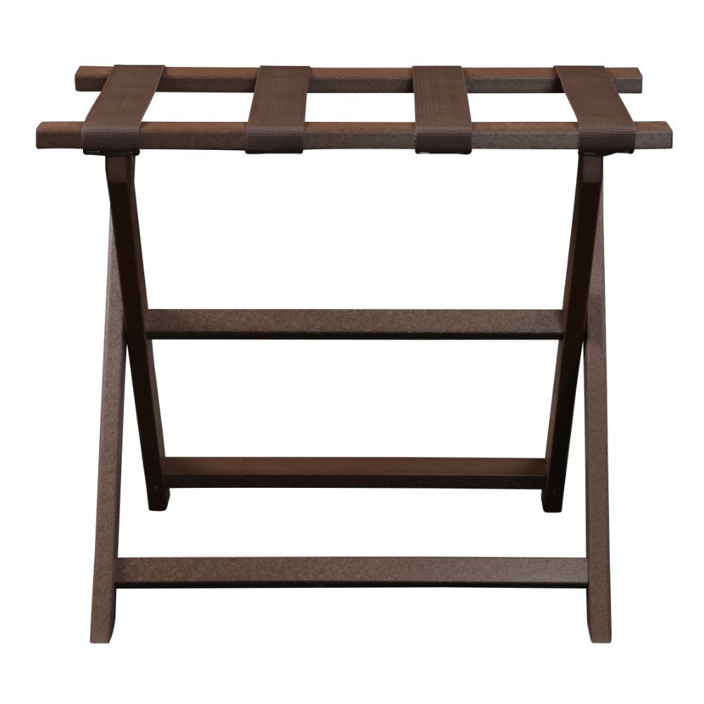 Earth Friendly Brown Folding Luggage Rack With Brown Straps HomeRoots