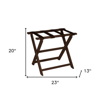 Earth Friendly Brown Folding Luggage Rack With Brown Straps HomeRoots