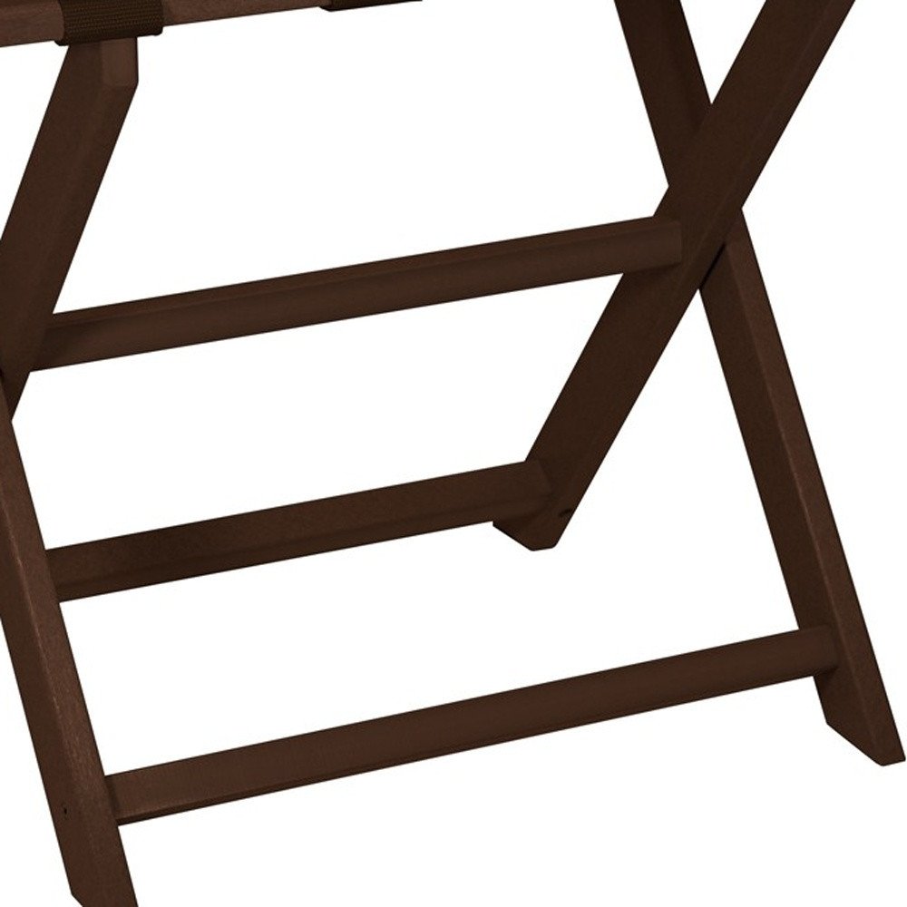 Earth Friendly Brown Folding Luggage Rack With Brown Straps HomeRoots