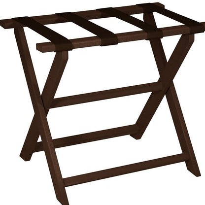 Earth Friendly Brown Folding Luggage Rack With Brown Straps HomeRoots