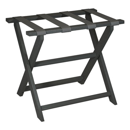 Earth Friendly Dark Gray Folding Luggage Rack With Gray Straps HomeRoots