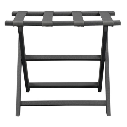 Earth Friendly Dark Gray Folding Luggage Rack With Gray Straps HomeRoots