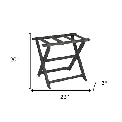 Earth Friendly Dark Gray Folding Luggage Rack With Gray Straps HomeRoots