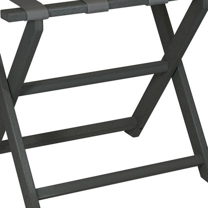 Earth Friendly Dark Gray Folding Luggage Rack With Gray Straps HomeRoots
