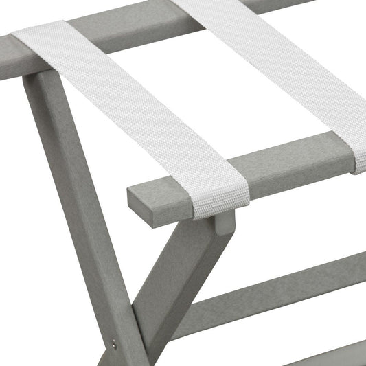 Earth Friendly Light Gray Folding Luggage Rack With White Straps HomeRoots