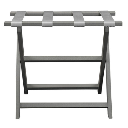 Earth Friendly Light Gray Folding Luggage Rack With White Straps HomeRoots