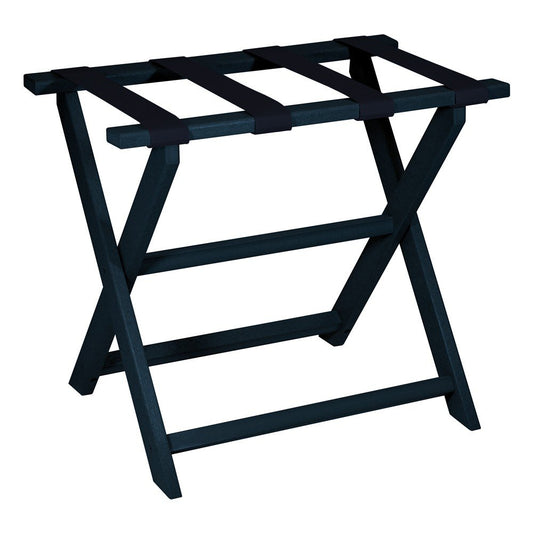 Earth Friendly Navy Blue Folding Luggage Rack With Navy Straps HomeRoots