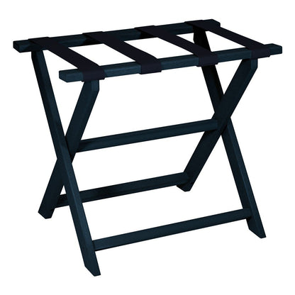 Earth Friendly Navy Blue Folding Luggage Rack With Navy Straps HomeRoots