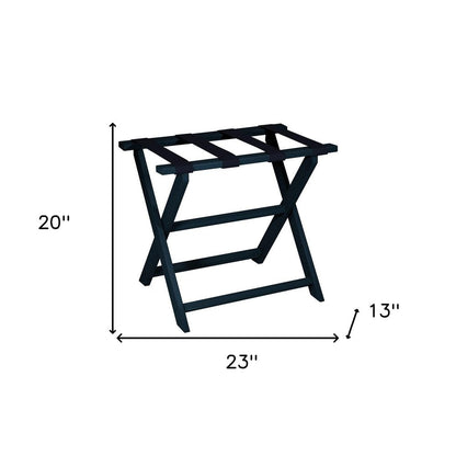 Earth Friendly Navy Blue Folding Luggage Rack With Navy Straps HomeRoots