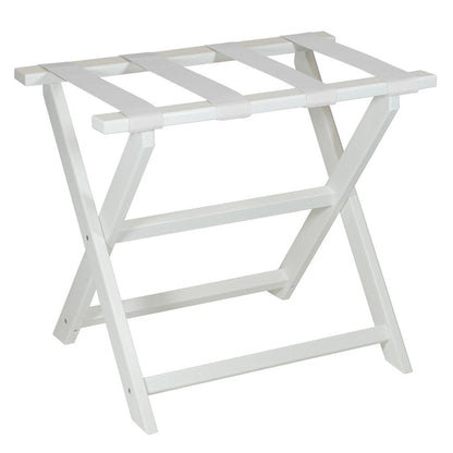 Earth Friendly White Folding Luggage Rack With White Straps HomeRoots