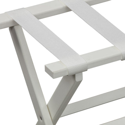 Earth Friendly White Folding Luggage Rack With White Straps HomeRoots