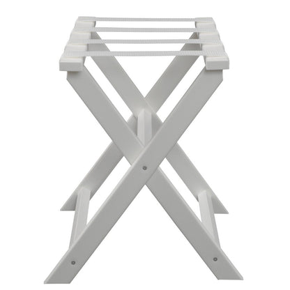 Earth Friendly White Folding Luggage Rack With White Straps HomeRoots