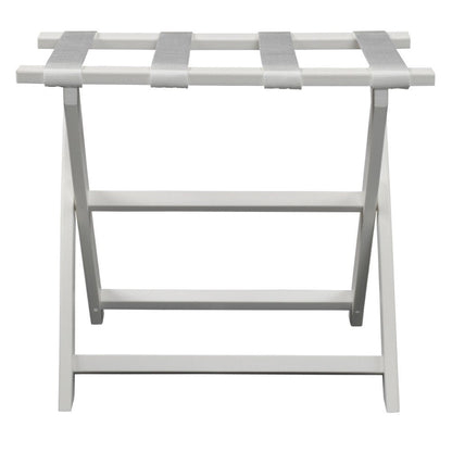 Earth Friendly White Folding Luggage Rack With White Straps HomeRoots