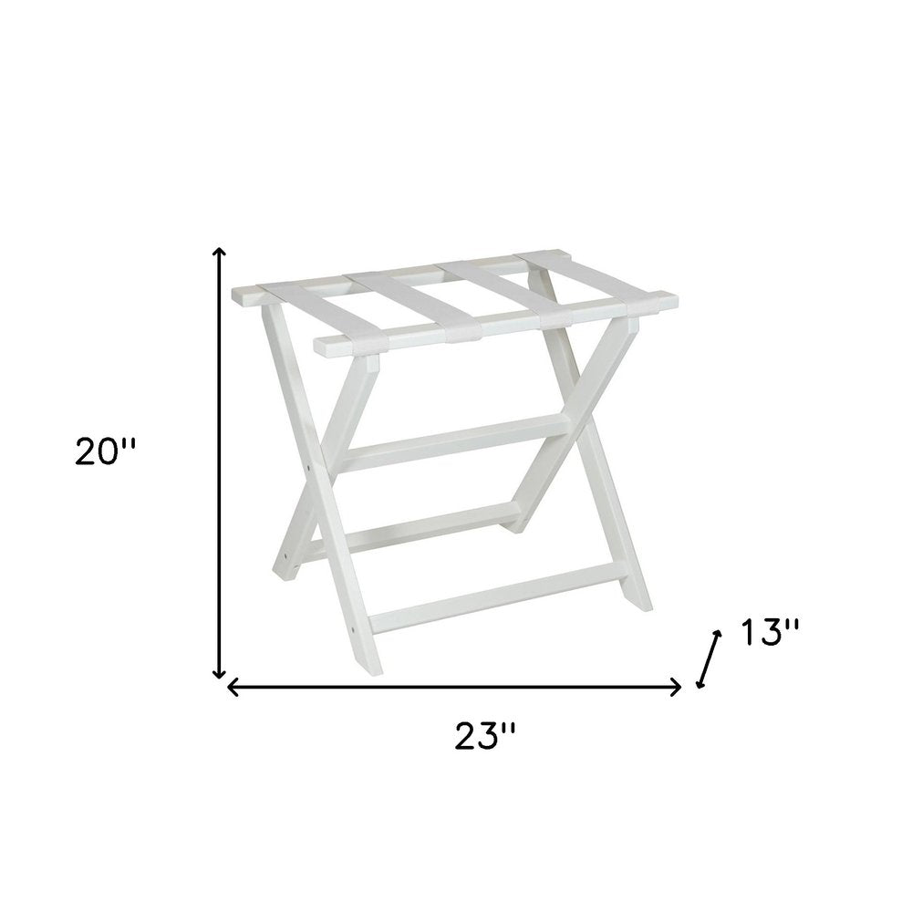 Earth Friendly White Folding Luggage Rack With White Straps HomeRoots