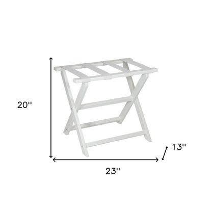 Earth Friendly White Folding Luggage Rack With White Straps HomeRoots