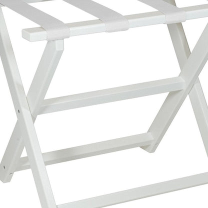 Earth Friendly White Folding Luggage Rack With White Straps HomeRoots