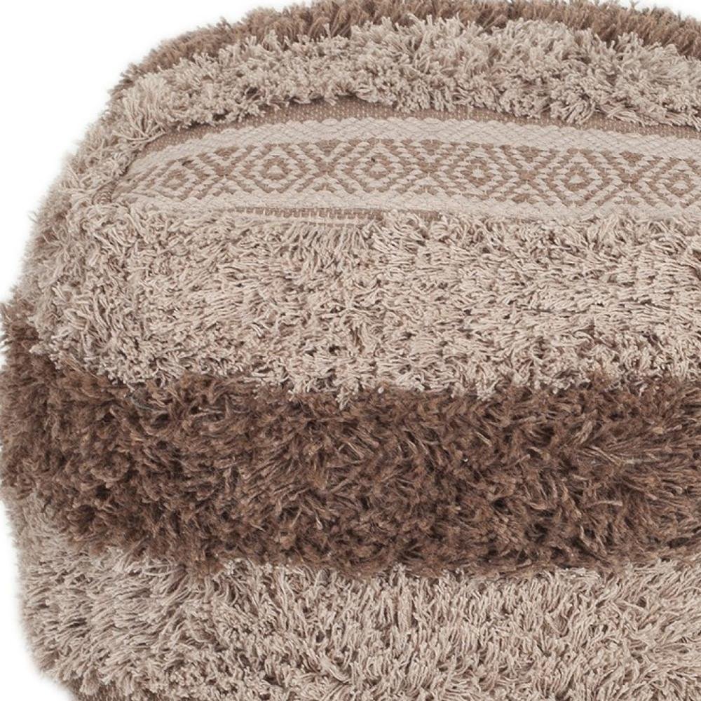18" Beige Striped Pouf Ottoman HomeRoots