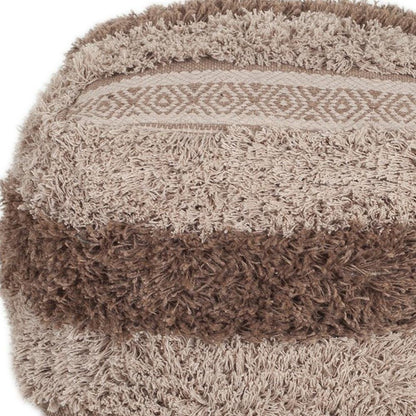 18" Beige Striped Pouf Ottoman HomeRoots