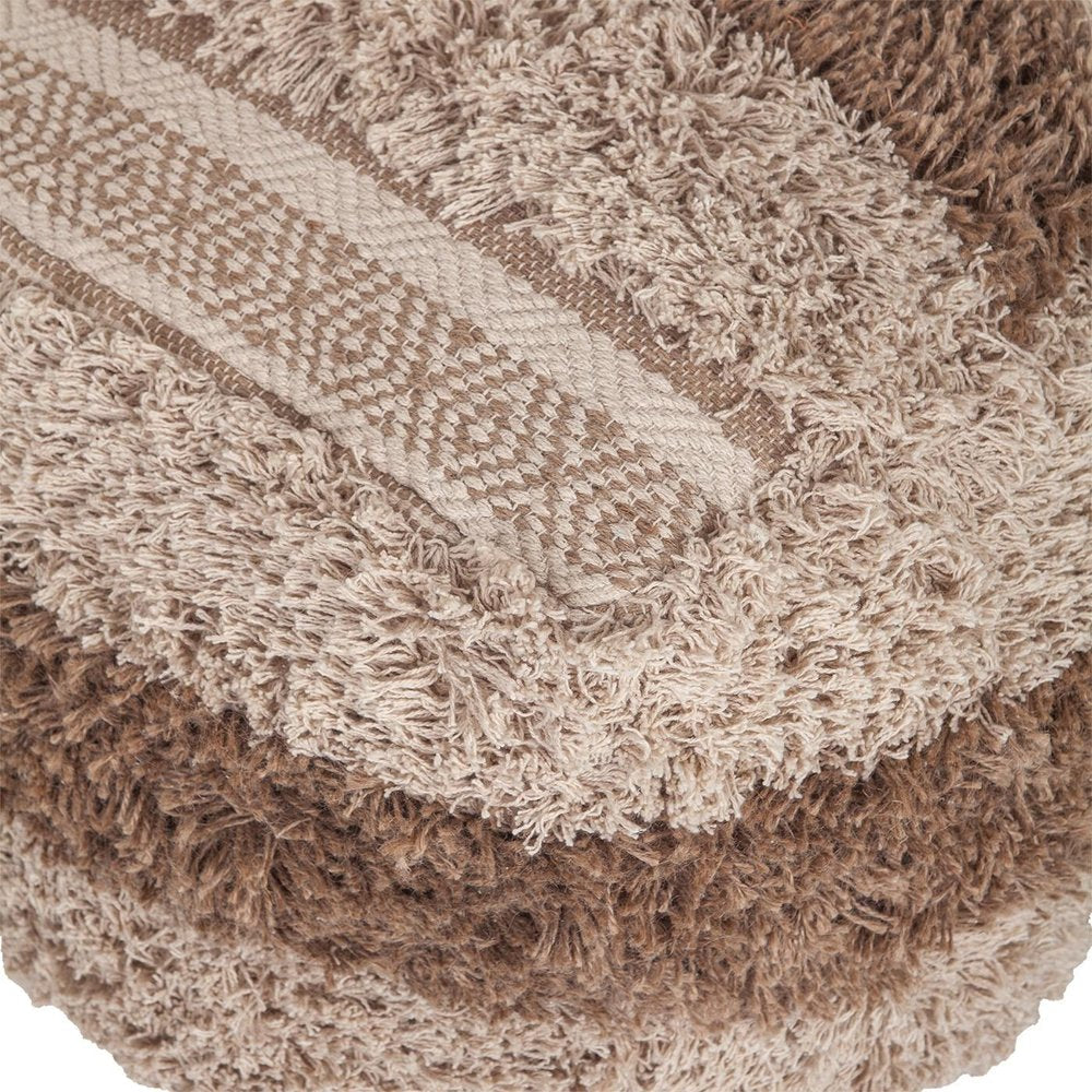 18" Beige Striped Pouf Ottoman HomeRoots
