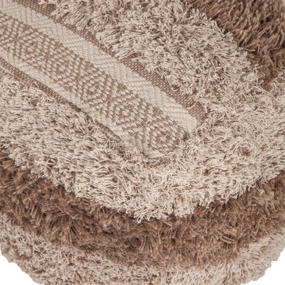 18" Beige Striped Pouf Ottoman HomeRoots