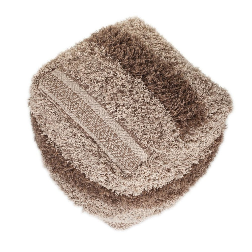 18" Beige Striped Pouf Ottoman HomeRoots