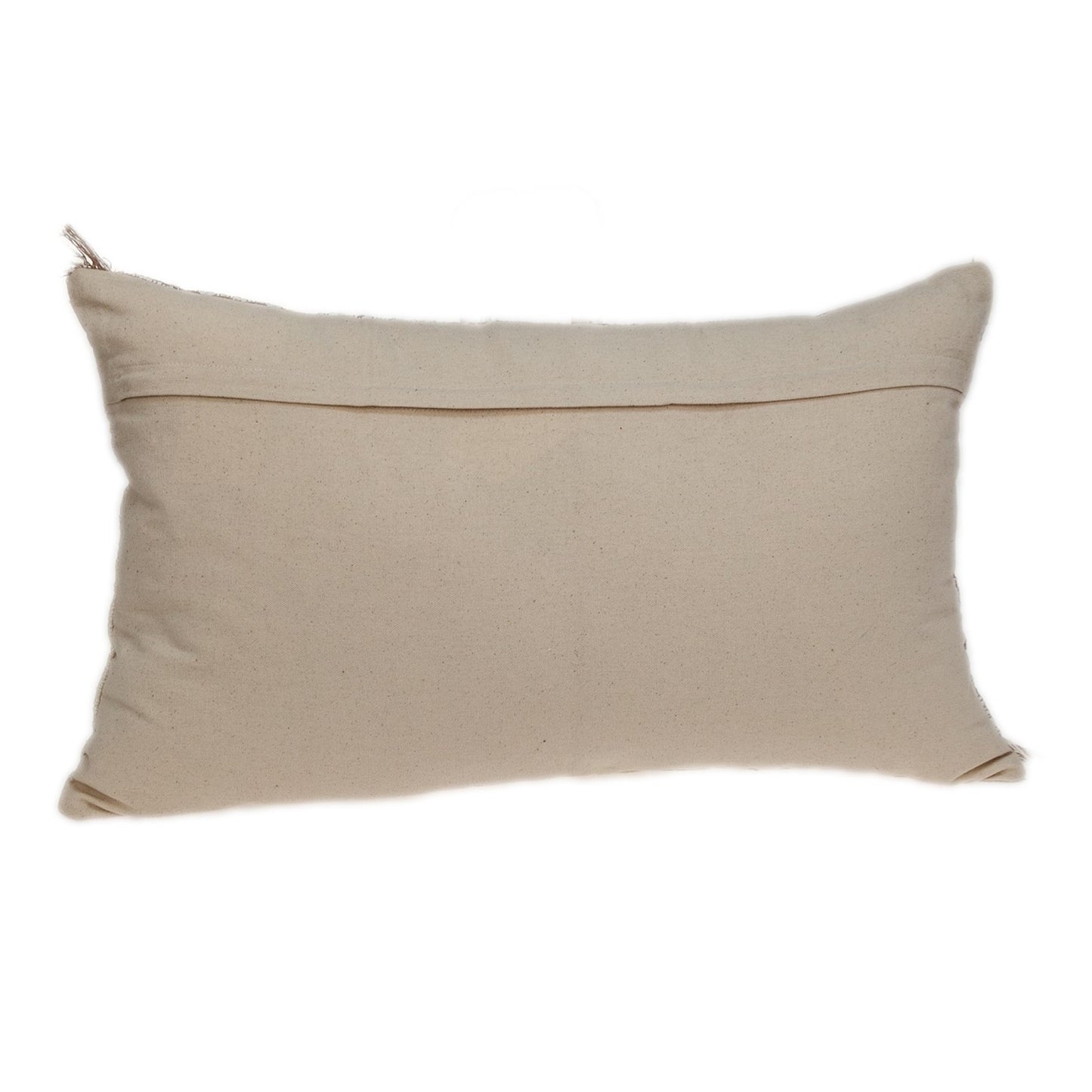 14" X 24" Beige Cotton Throw Pillow With Fringe 5.0" (L) x 24.0" (W) x 14.0" (H)