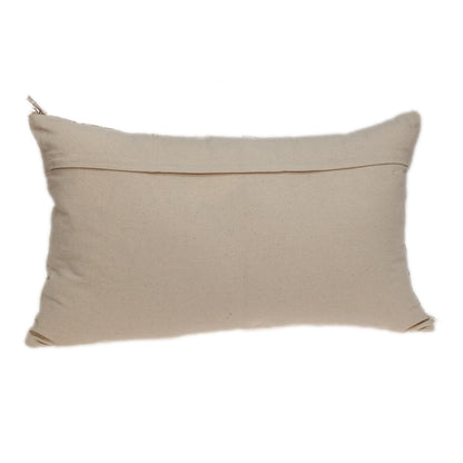 14" X 24" Beige Cotton Throw Pillow With Fringe 5.0" (L) x 24.0" (W) x 14.0" (H)