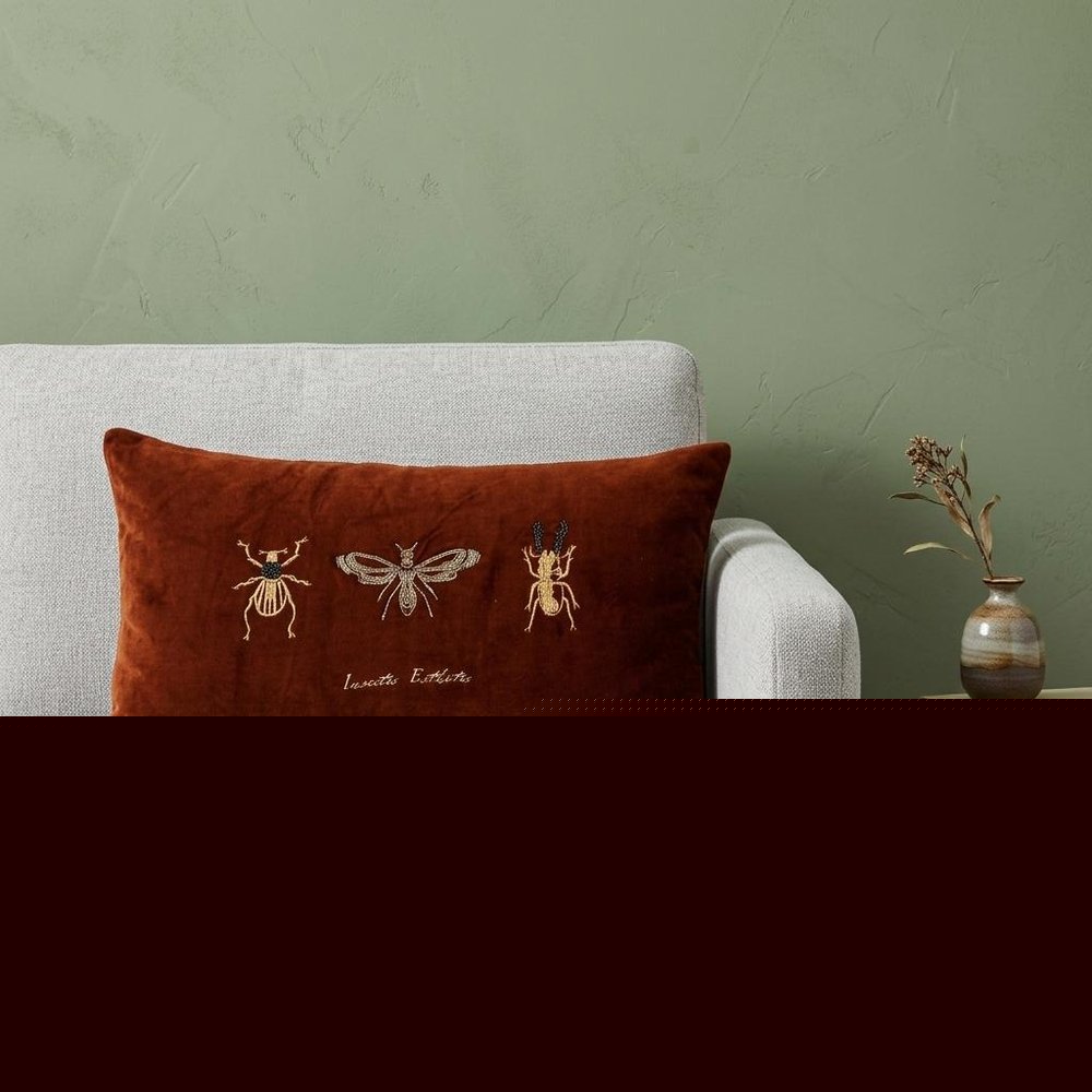 Golden Insects Velvet Throw Pillow — view 1