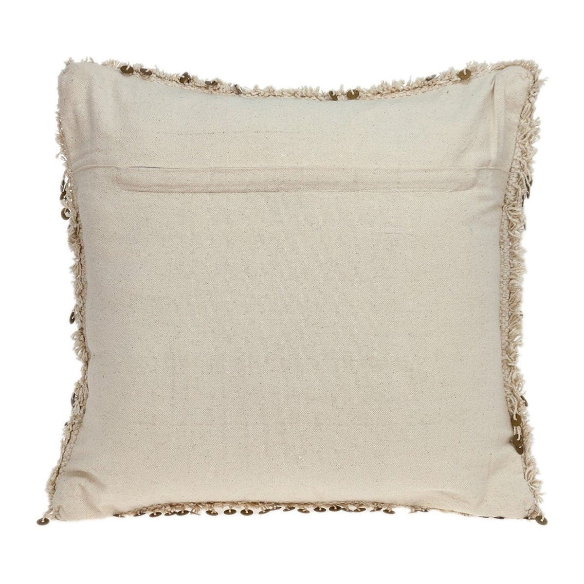 18" Beige And Gold Shaggy Cotton And Sequin Striped Throw Pillow — view 2