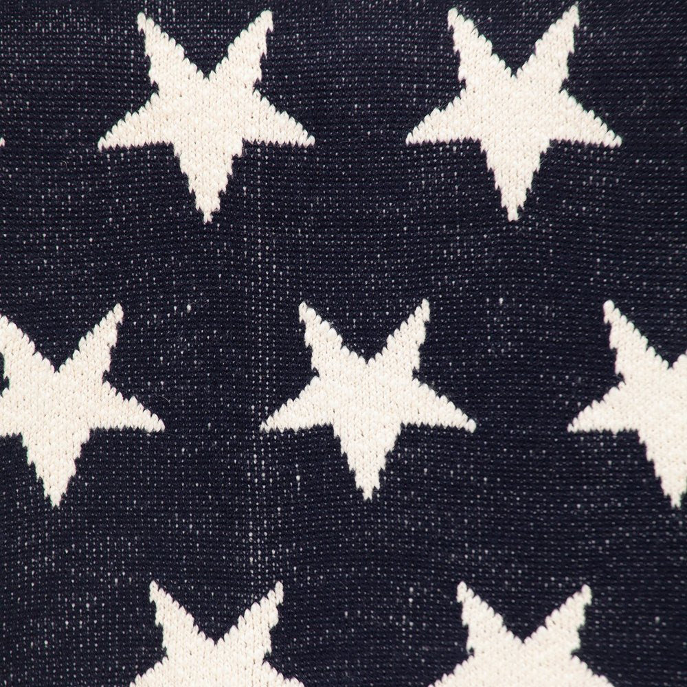 Navy Blue And White Stars Knitted Baby Blanket HomeRoots